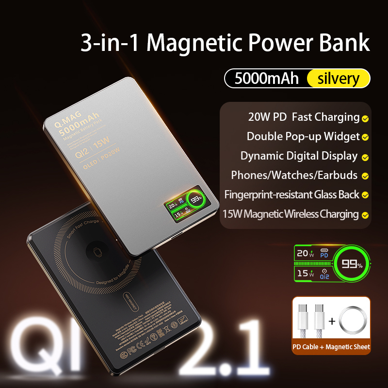Magnetic Wireless Fast Charging Portable Power Bank External Battery
