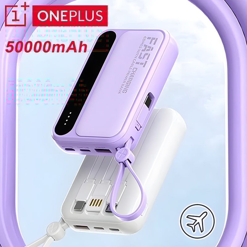 Ultra High Capacity Power Bank With Built In Cables LED Display Portable Charger 0