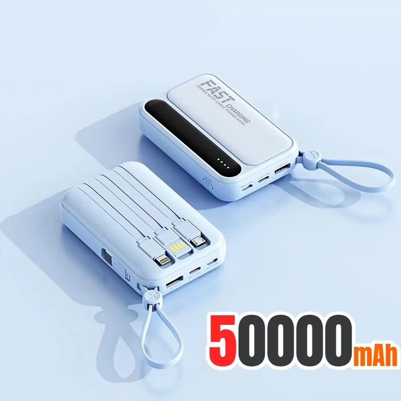 Ultimate Large Capacity Power Bank With Built In Cables Digital Display Portable Charger 5