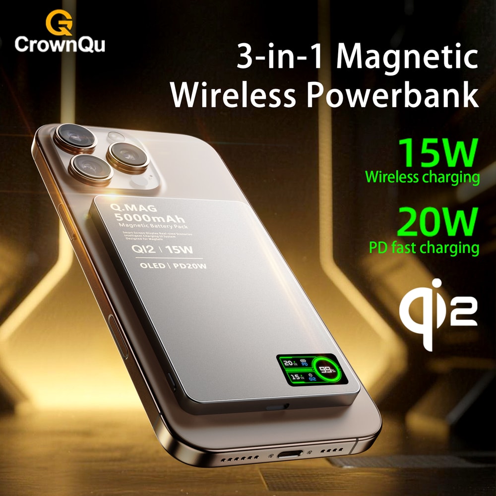 Premium Magnetic Wireless Power Bank Fast Charging USB C External Battery 1
