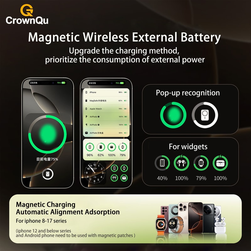 Premium Magnetic Wireless Power Bank Fast Charging USB C External Battery 3