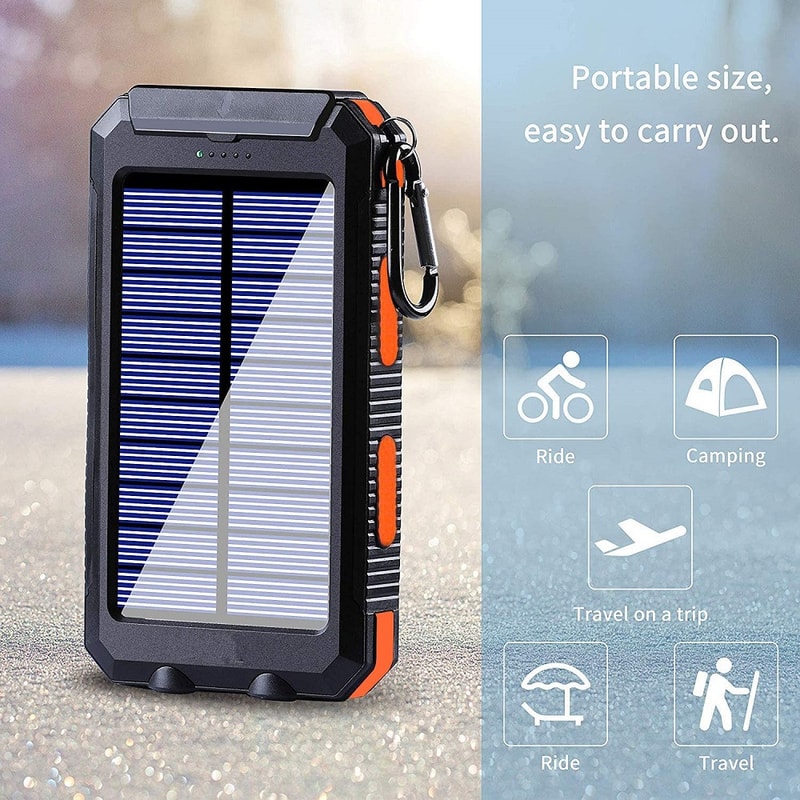 Solar Power Bank Portable Charger Power Bank With Strong LED Flashlight External Battery Charger 2