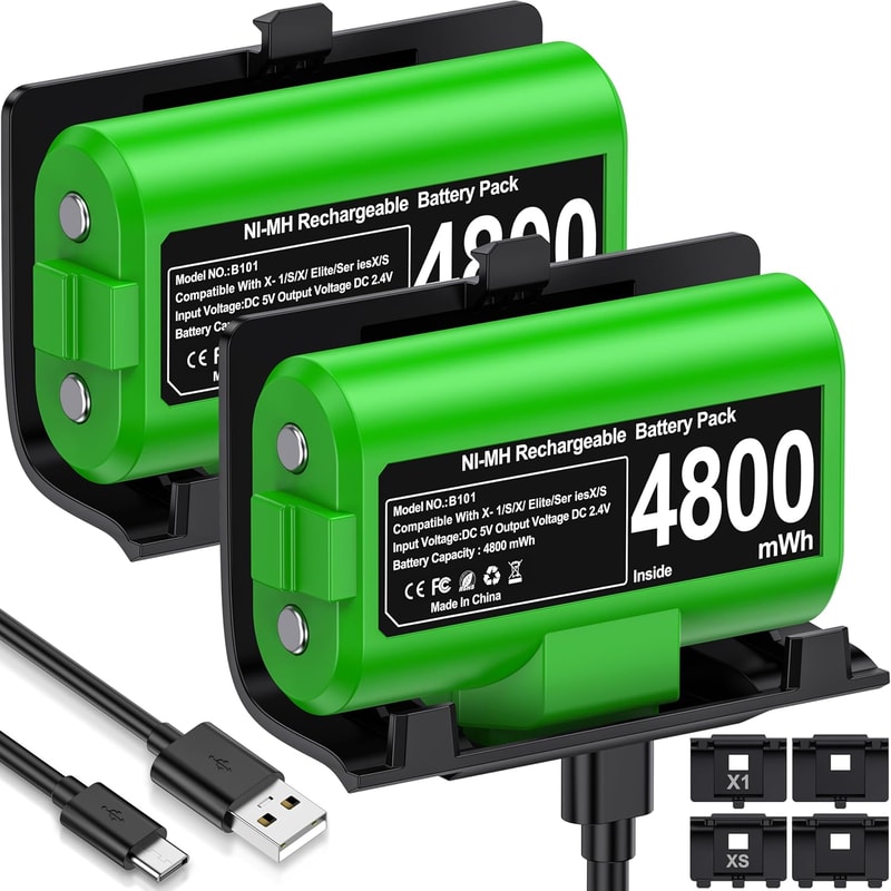 Rechargeable Xbox Controller Battery Pack with USB-C Charger