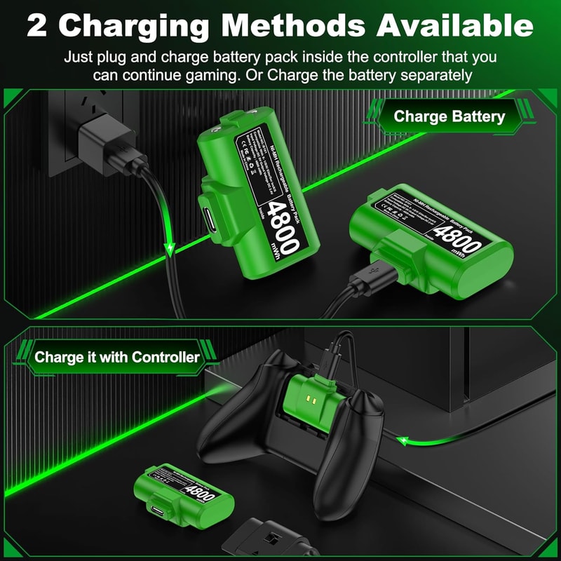 Rechargeable Xbox Controller Battery Pack with USB-C Charger