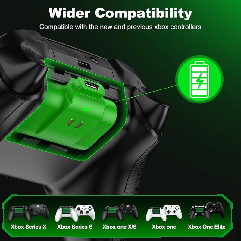 Rechargeable Xbox Controller Battery Pack with USB-C Charger