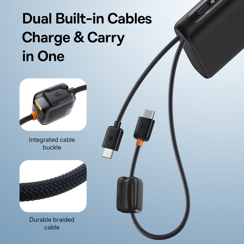 Fast Charging Power Bank With Built In USB C Cables Digital Display 2