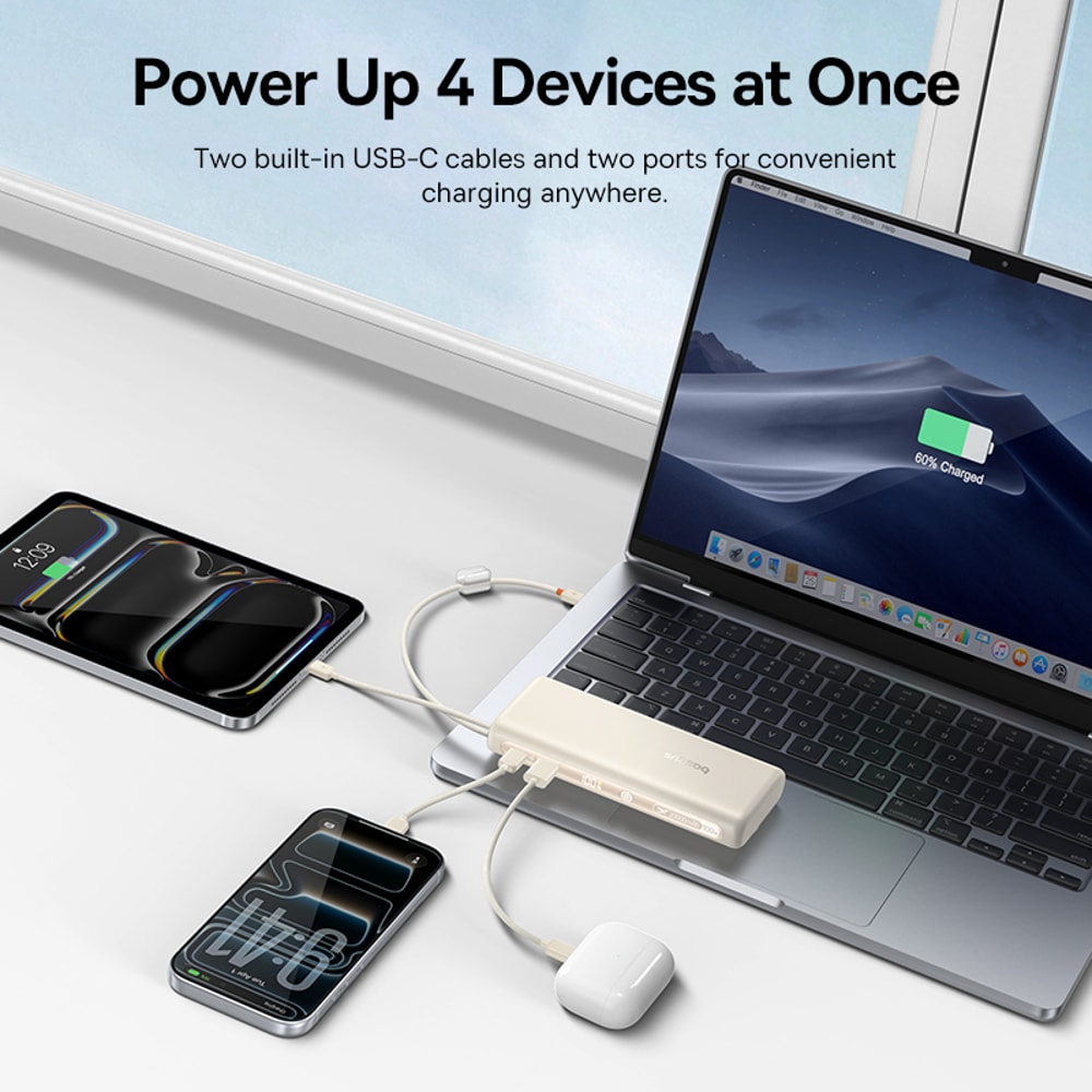 Fast Charging Power Bank With Built In USB C Cables Digital Display 4