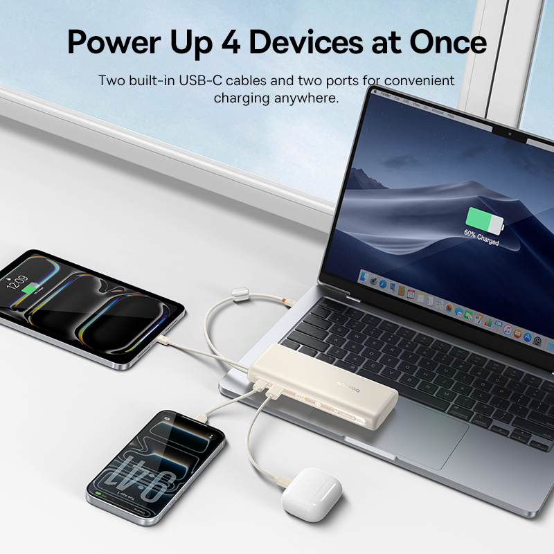 Fast Charging Power Bank With Built In USB C Cables Digital Display 4
