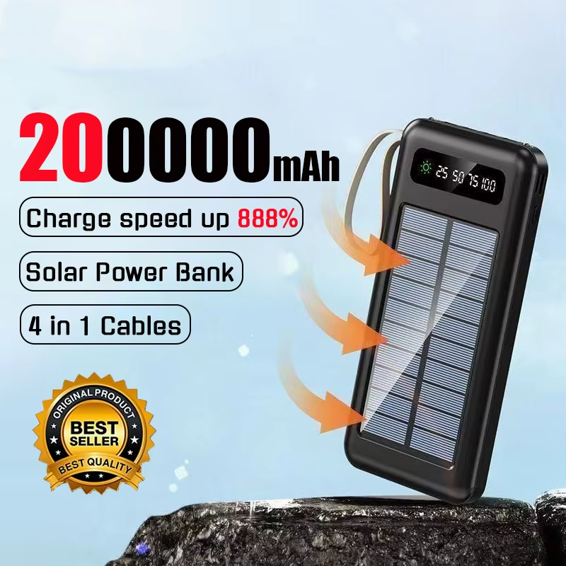 Solar Power Bank Large Capacity Portable Charger Fast Charging Battery Pack 5