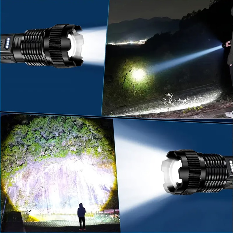 High Power LED Rechargeable Tactical Flashlight With Zoom Torch Emergency Light 4
