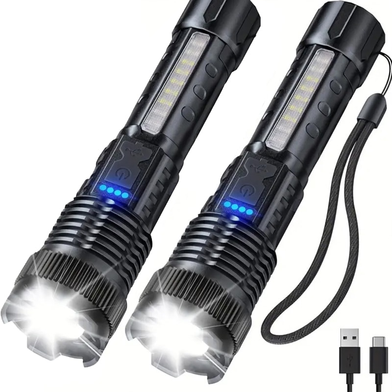 High Power LED Rechargeable Tactical Flashlight With Zoom Torch Emergency Light 6