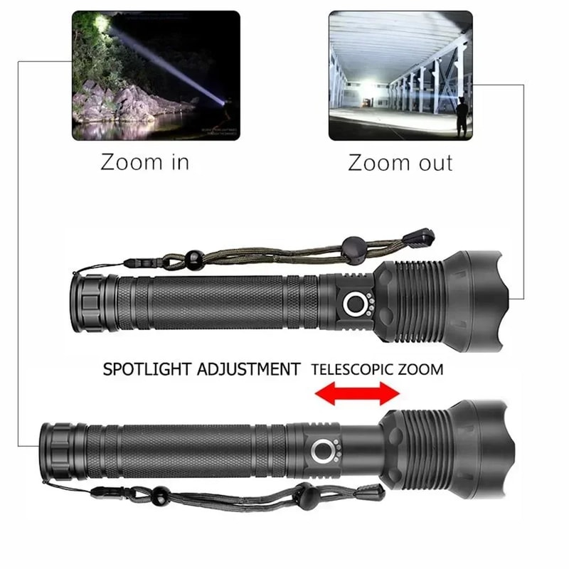 Premium USB Rechargeable Tactical Flashlight Super Bright LED Zoom Torch 2