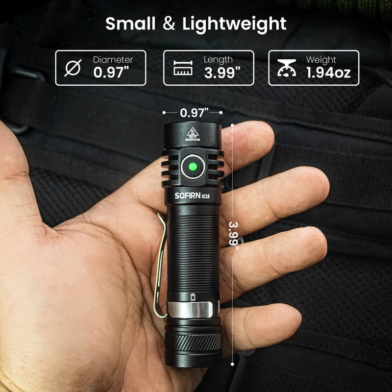 Premium USB C Rechargeable EDC Flashlight With Torch TIR Optics Power Indicator 1