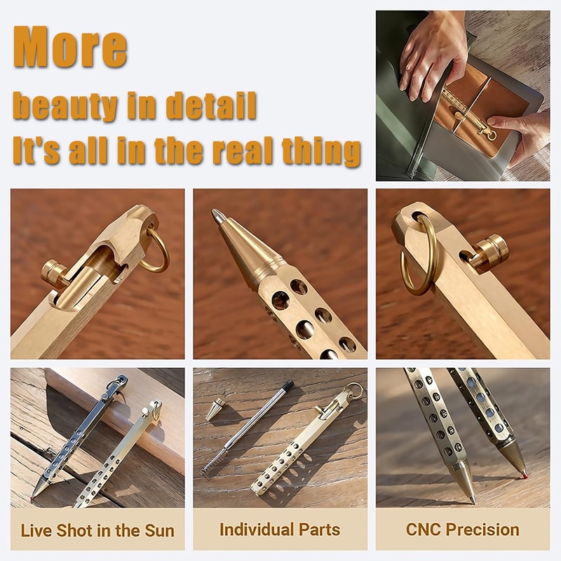 Brass Bolt Action Tactical Pen Durable Everyday Carry Pen Self Defense Pen For Business School Of 2