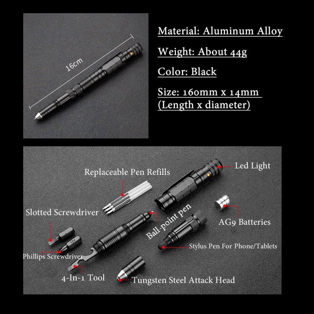 Premium Multi Tool Tactical Pen With Flashlight Survival Features Emergency EDC Survival Tool 4
