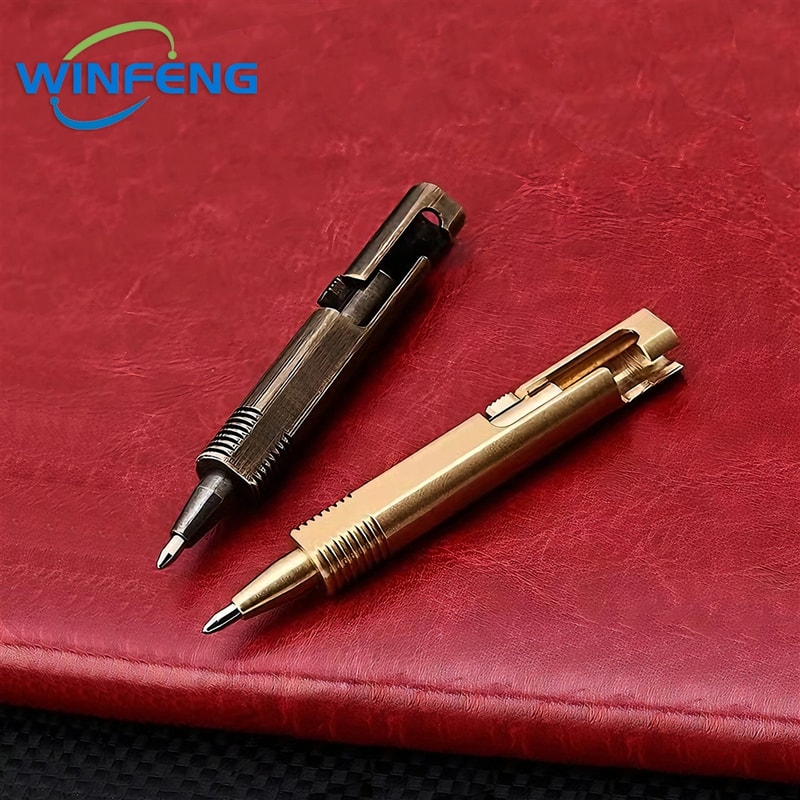 Premium Brass Bolt Action EDC Pocket Pen Mini Tactical Ballpoint Writing Tool 2