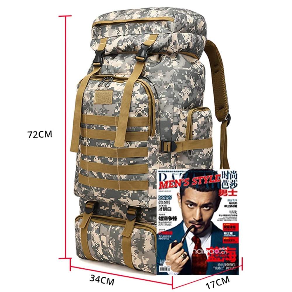 Military Grade Tactical Outdoor Hiking Backpack Durable Camouflage Travel Pack 2