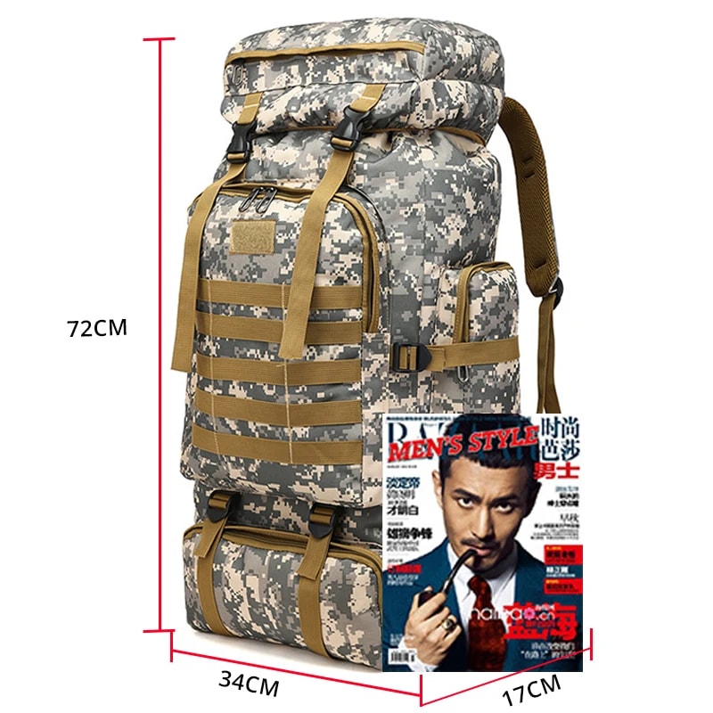 Military Grade Tactical Outdoor Hiking Backpack Durable Camouflage Travel Pack 2