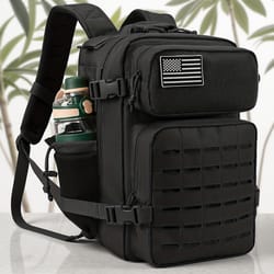 tactical outdoor backpack with dual cup holders for hiking & survival
