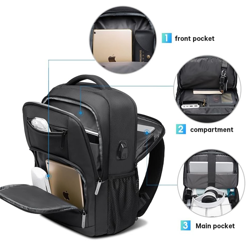 Waterproof Laptop Backpack With USB Charging Port For Travel School And Daily Commute 2