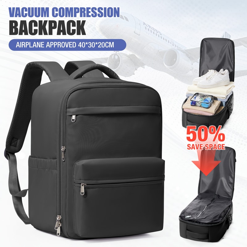 Vacuum Compression Travel Backpack Laptop Carry On Expandable Cabin Bag 0