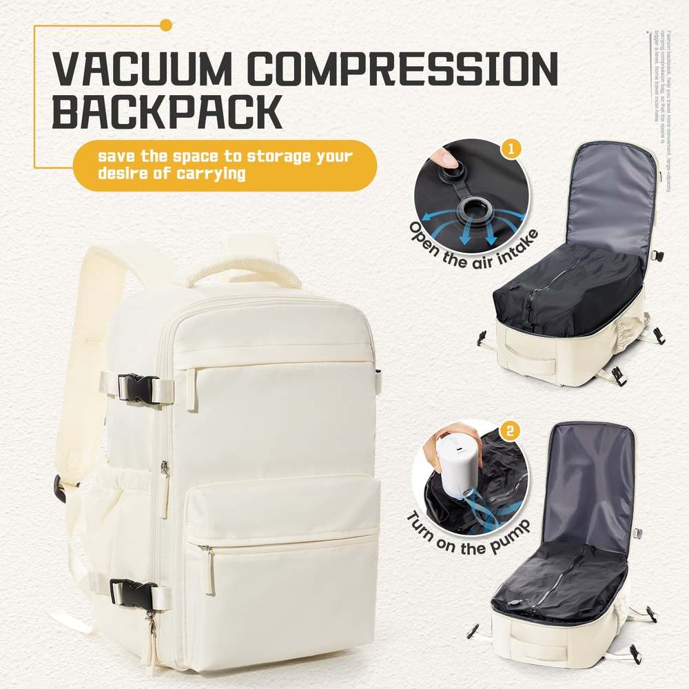 Vacuum Compression Travel Backpack Laptop Carry On Expandable Cabin Bag 6