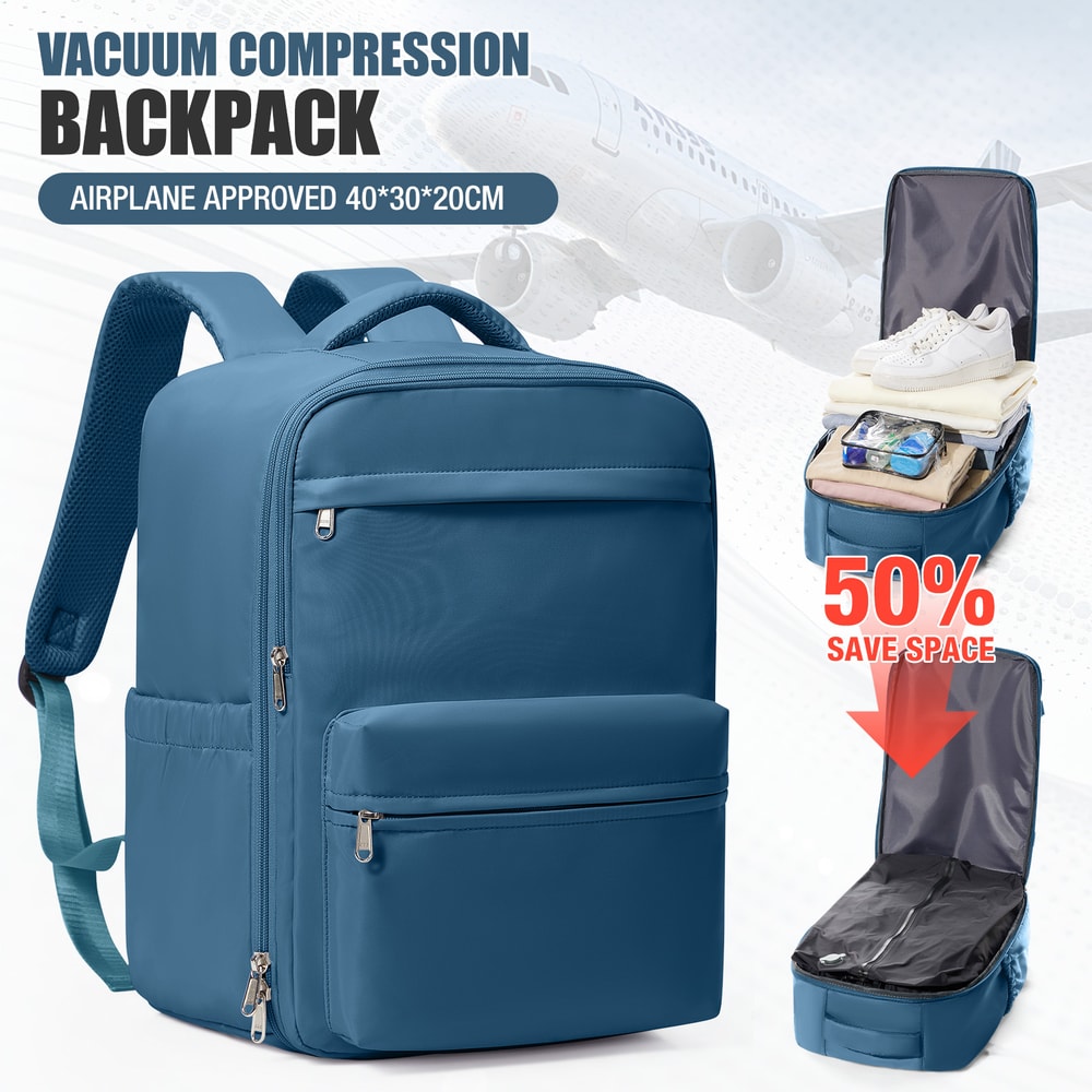 Vacuum Compression Travel Backpack Laptop Carry On Expandable Cabin Bag 7