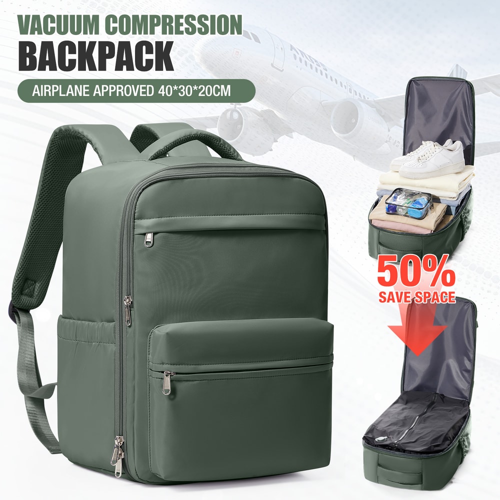 Vacuum Compression Travel Backpack Laptop Carry On Expandable Cabin Bag 9
