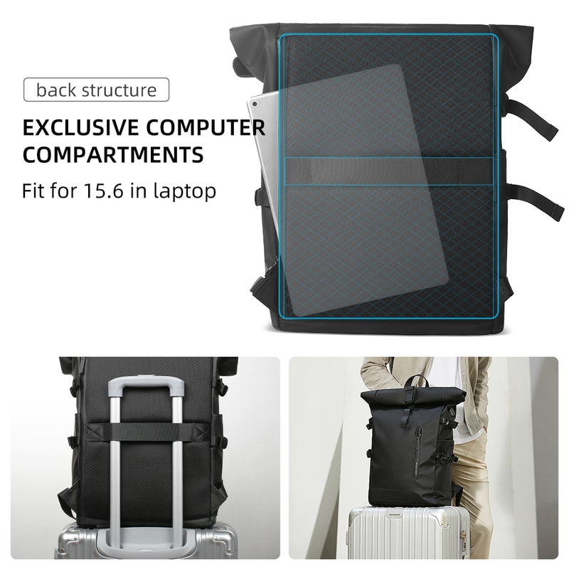 Expandable Travel Backpack Waterproof Large Capacity Laptop Backpack with USB Charging Port