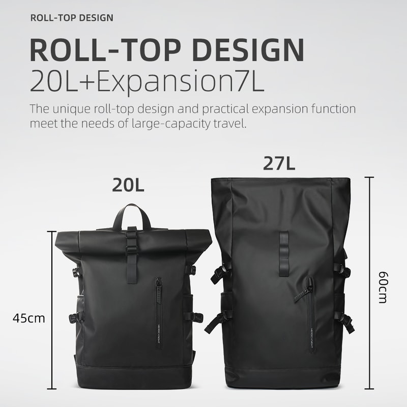 Expandable Travel Backpack Waterproof Large Capacity Laptop Backpack with USB Charging Port