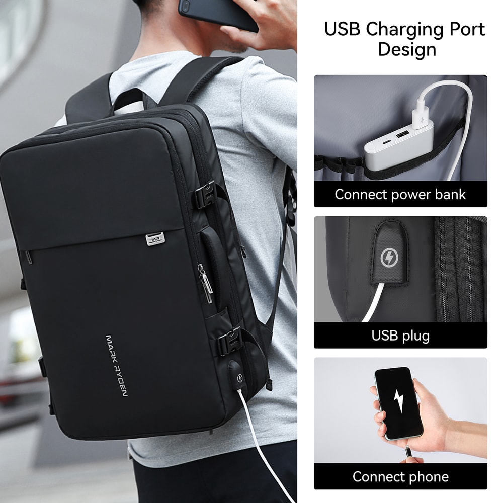 Expandable Travel Laptop Backpack For Men With USB Charging Port 3