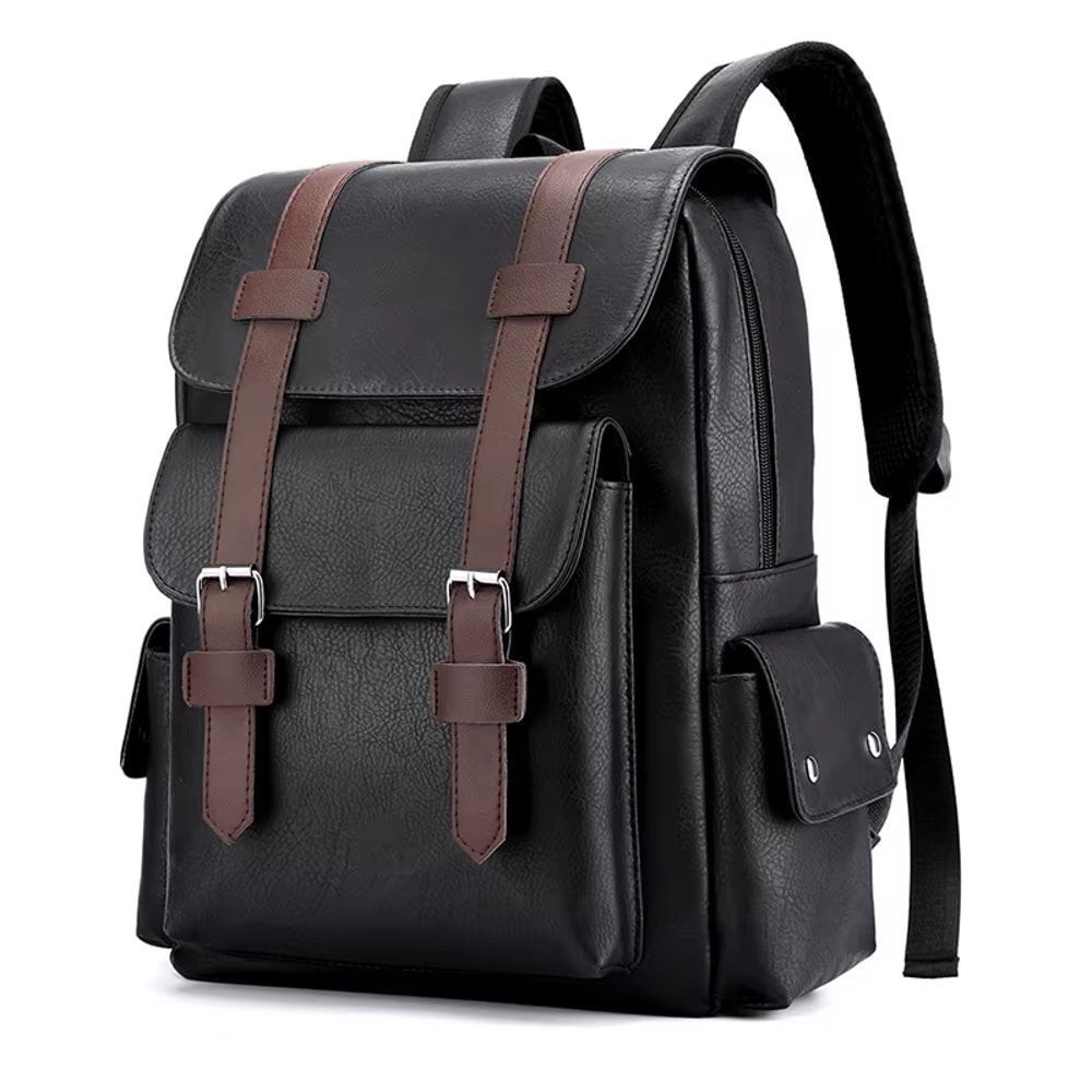 PU Leather Laptop Backpack Large Capacity Travel School Bag 7