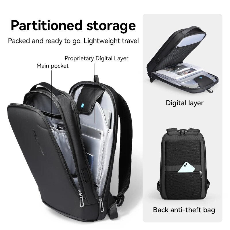 Slim Anti Theft Laptop Backpack With USB Charging Port Business Travel Daypack 4