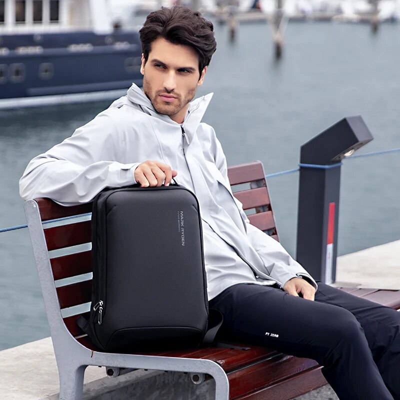 Slim Anti Theft Laptop Backpack With USB Charging Port Business Travel Daypack 2