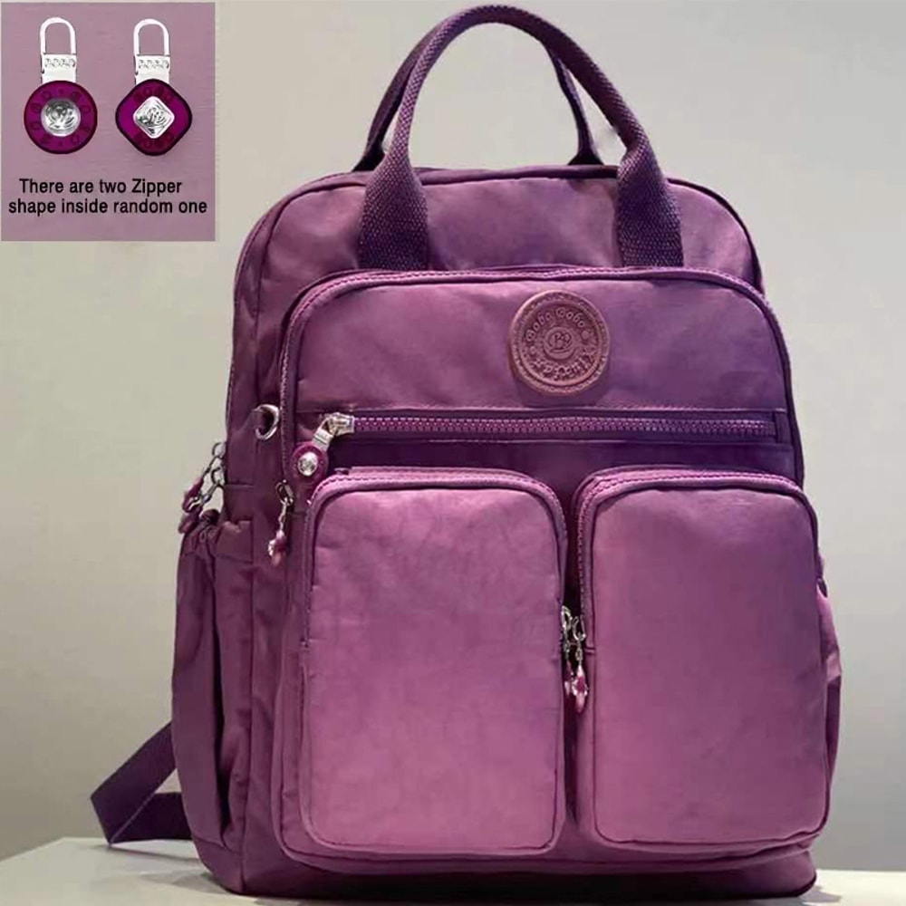 Waterproof Nylon Laptop Backpack For Women Multi Pocket Travel School Bag 6