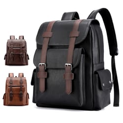 premium mens leather backpack with laptop sleeve large capacity business travel bag