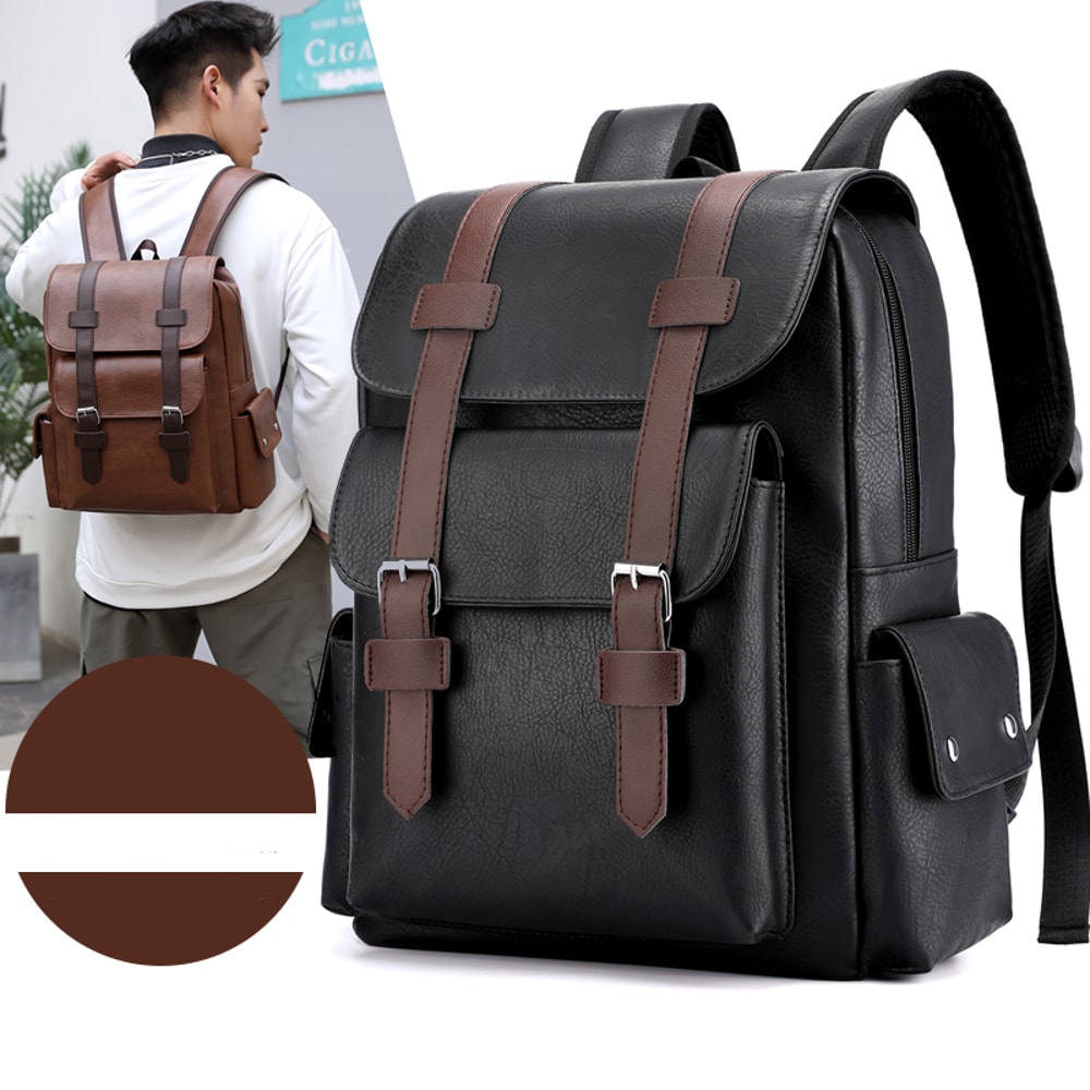 Premium Mens Leather Backpack With Laptop Sleeve Large Capacity Business Travel Bag 1