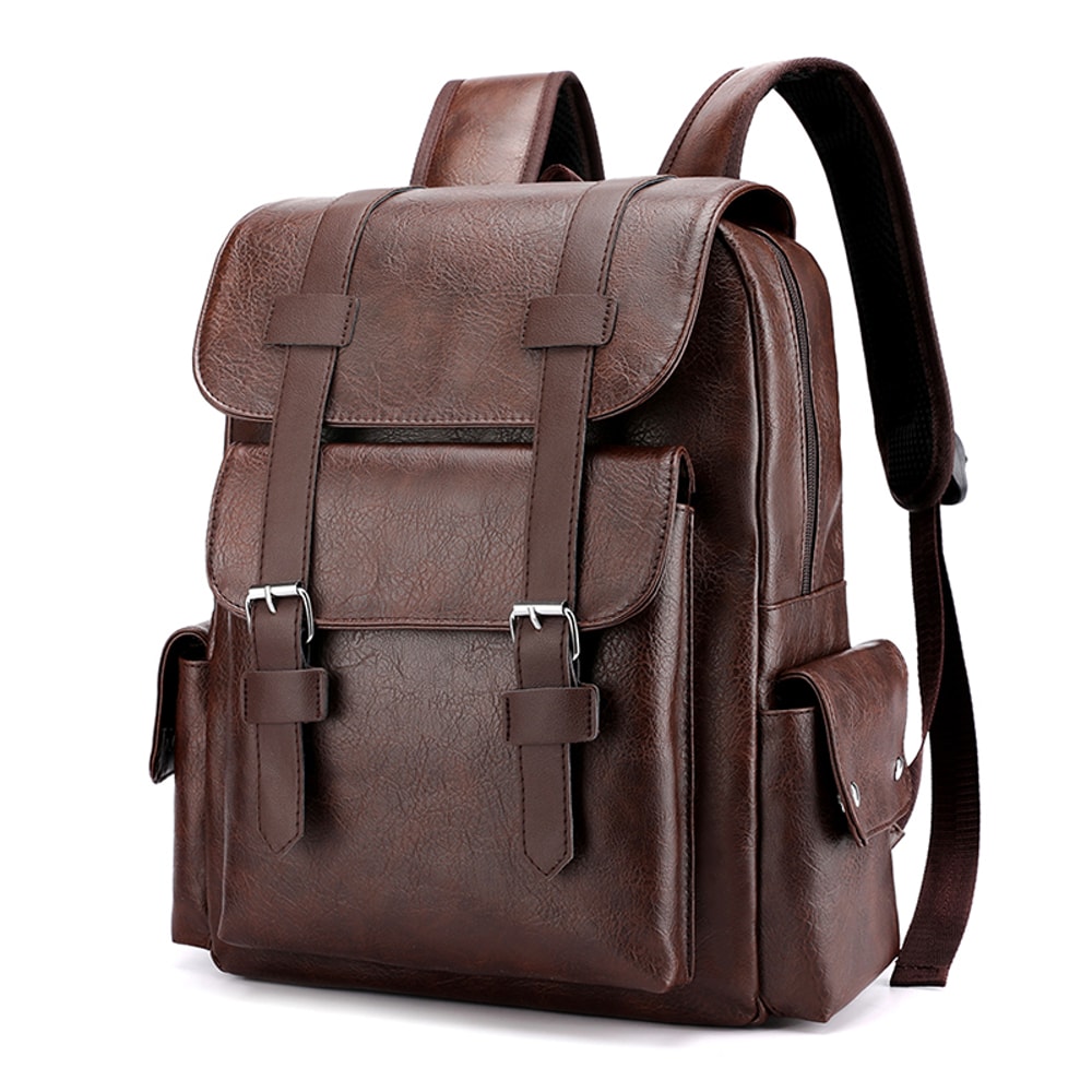 Premium Mens Leather Backpack With Laptop Sleeve Large Capacity Business Travel Bag 6