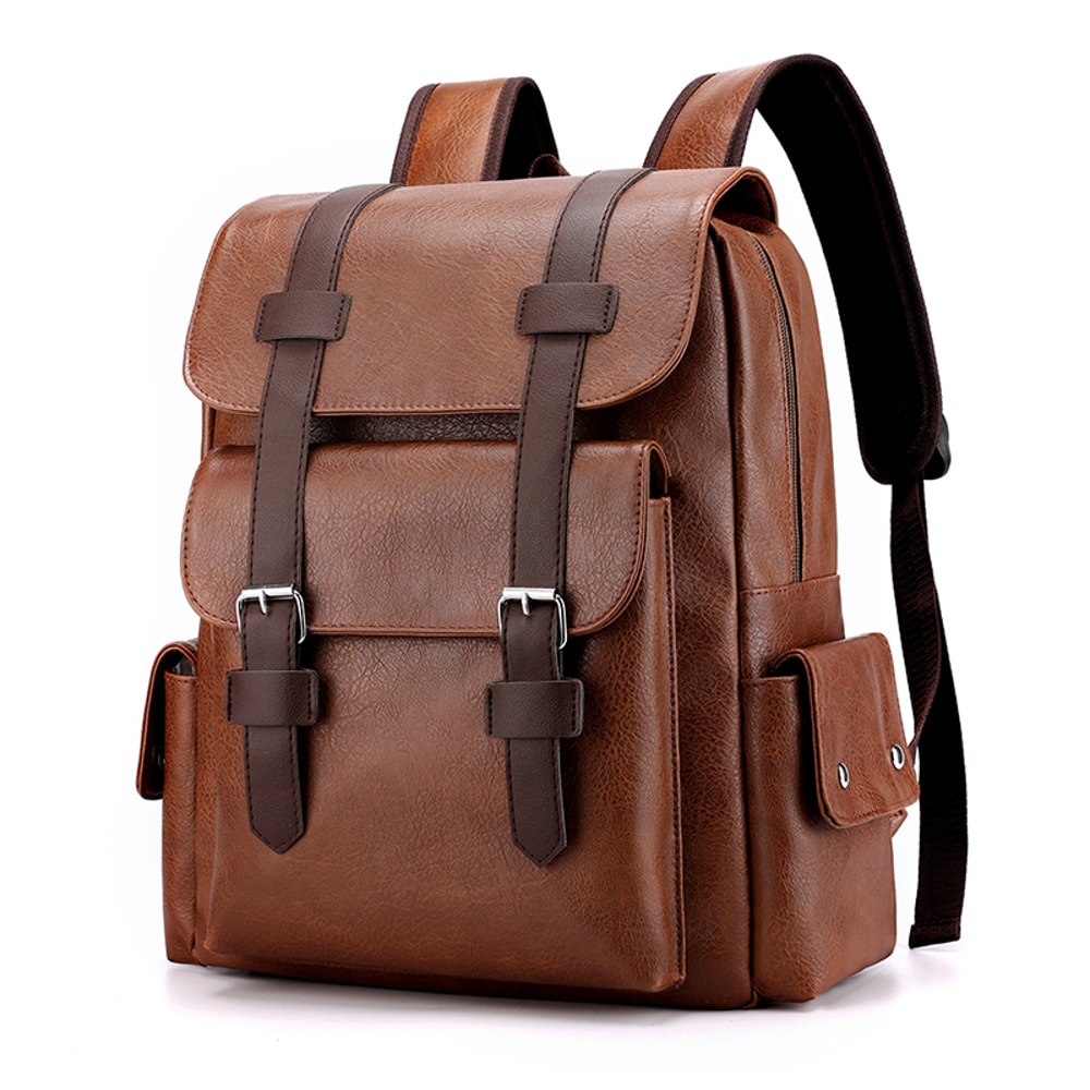 Premium Mens Leather Backpack With Laptop Sleeve Large Capacity Business Travel Bag 7