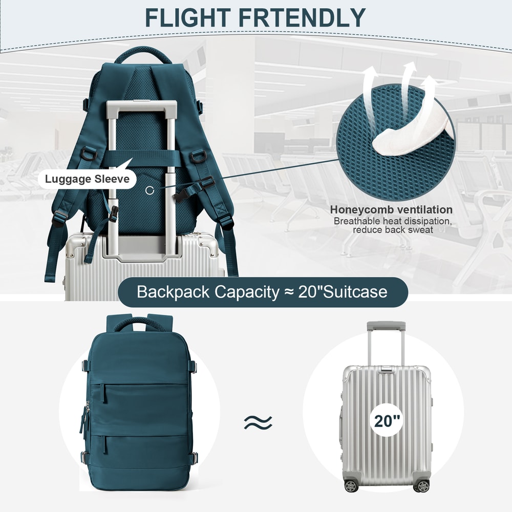 Expandable Travel Laptop Backpack Cabin Approved Carry On Bag For Business And College 2