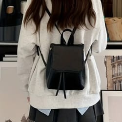 mini pu leather drawstring backpack stylish women travel school bag