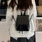 Mini PU Leather Drawstring Backpack Stylish Women Travel School Bag 0