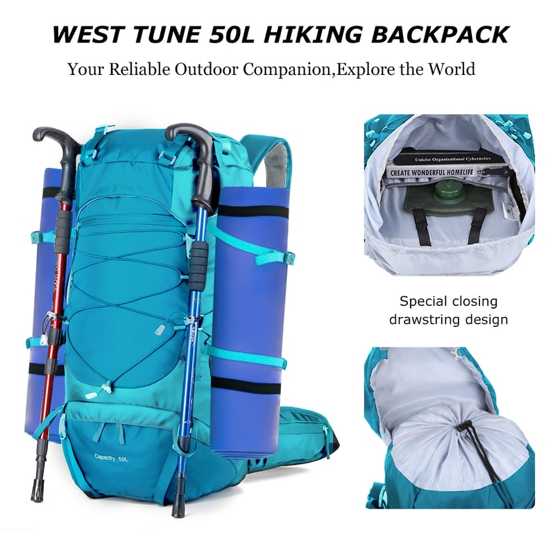 Waterproof Hiking Backpack With Rain Cover Large Capacity Trekking Travel Rucksack 3