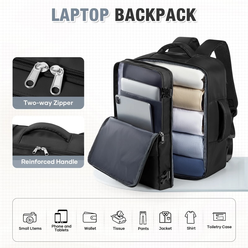 Expandable travel backpack with Laptop Compartment Airline Carry On Cabin Bag