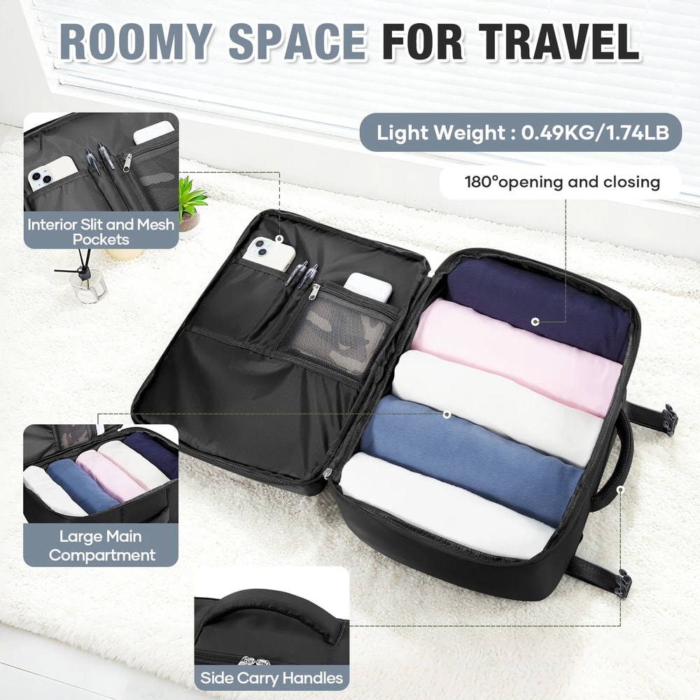 Expandable travel backpack with Laptop Compartment Airline Carry On Cabin Bag
