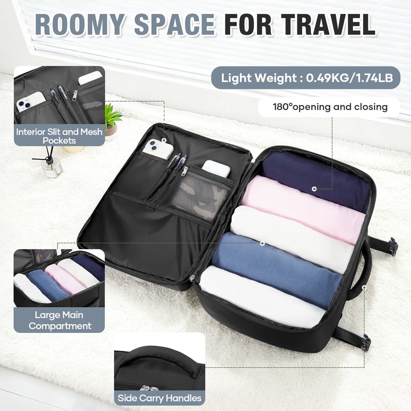 Expandable travel backpack with Laptop Compartment Airline Carry On Cabin Bag