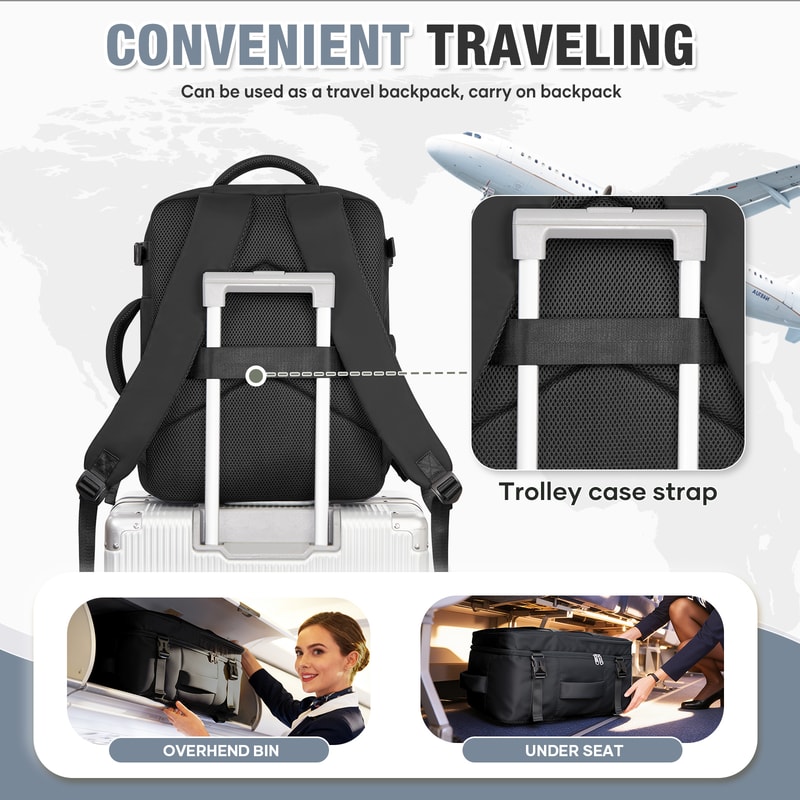 Expandable travel backpack with Laptop Compartment Airline Carry On Cabin Bag