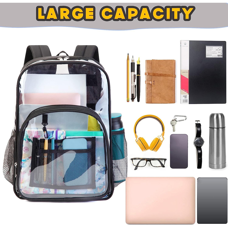 Waterproof Transparent Backpack Large Capacity School Travel Bag 3