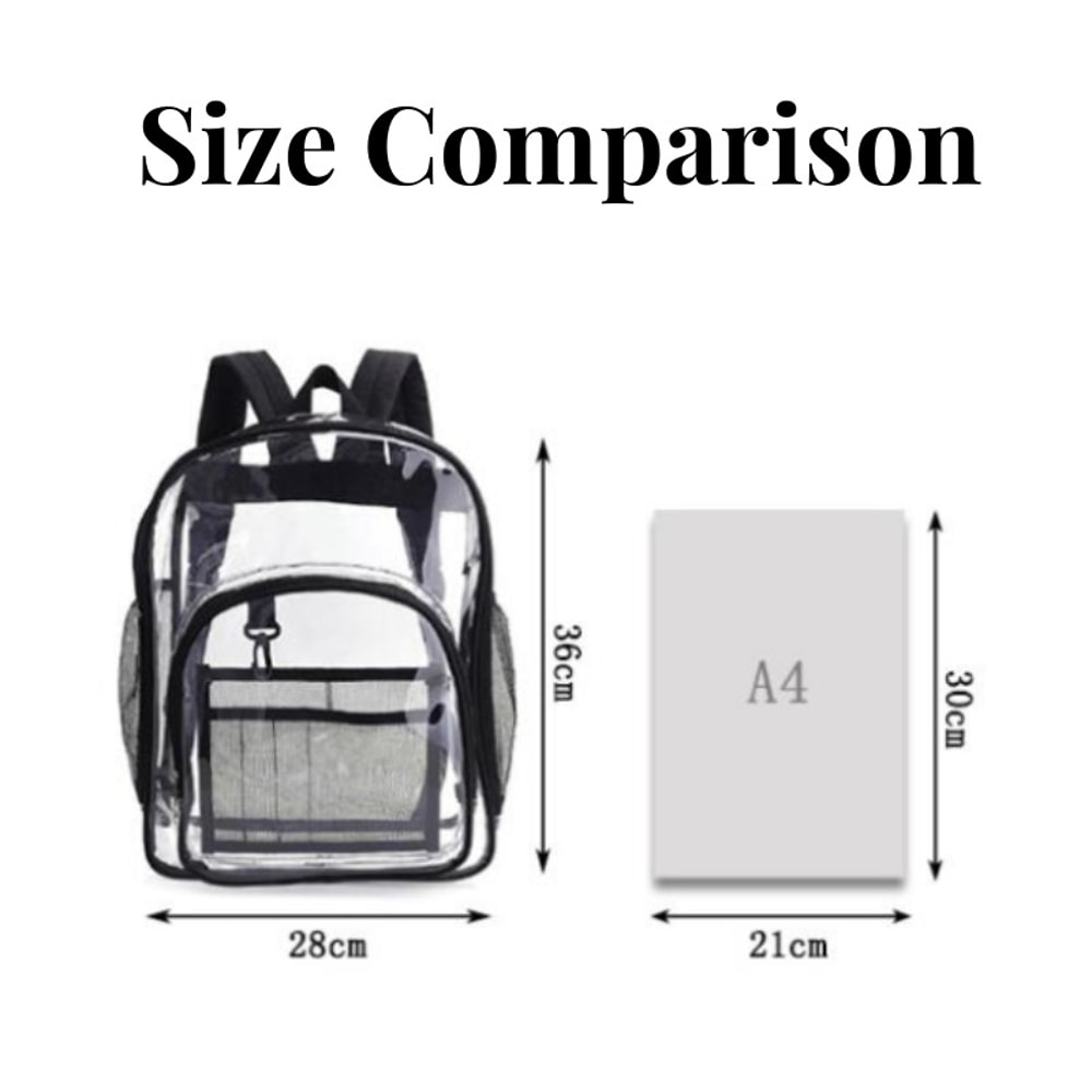 Waterproof Transparent Backpack Large Capacity School Travel Bag 4