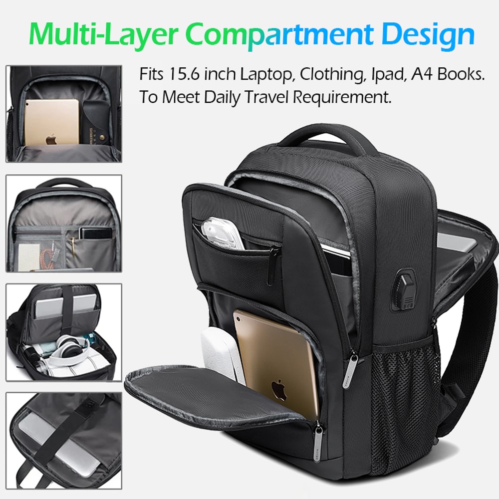Lightweight Laptop Backpack With USB Charging Port Waterproof Travel Daypack For Work School 1